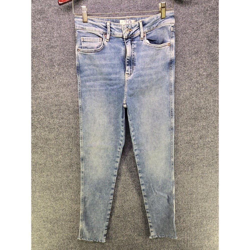 Free People We The Free High Rise Skinny Jeans Light Wash Blue Size 29 Raw Hem